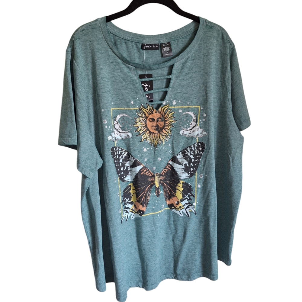 NWT joei & i Forest Green Butterfly T-shirt size 3X